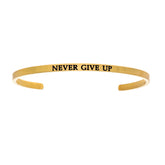 Intuitions Stainless Steel NEVER GIVE UP Diamond Accent Cuff Bangle Bracelet fine designer jewelry for men and women